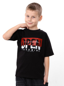 Футболка оверсайз для хлопчика з написом, Графітовий Носи Своє (6414-001-33-4) модель 6414-001-33-4-chornij-open Фото