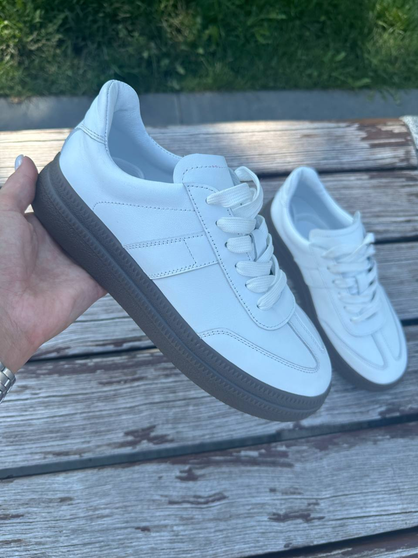 Кеды из натуральной кожи на массивной подошве белые (023/Лайк7) 38 модель P_191263-S38_191263 Фото