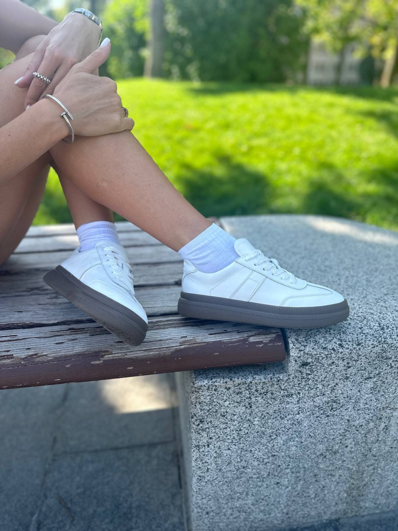 Кеды из натуральной кожи на массивной подошве белые (023/Лайк7) 38 модель P_191263-S38_191263 Фото