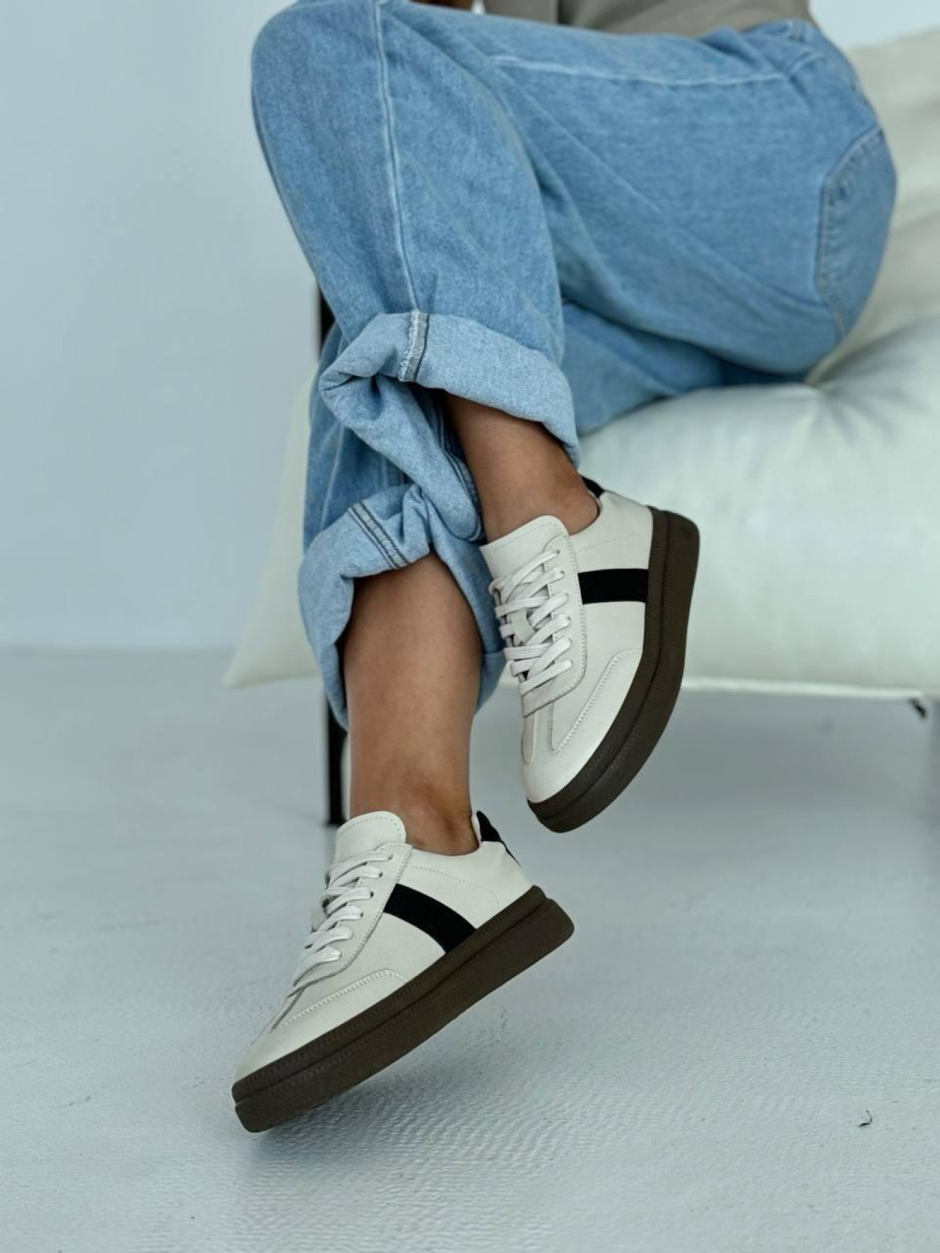 Кеды из натуральной кожи с контрастными вставками лотос (023/Лайк7) 36 модель P_192031-S36_197456 Фото