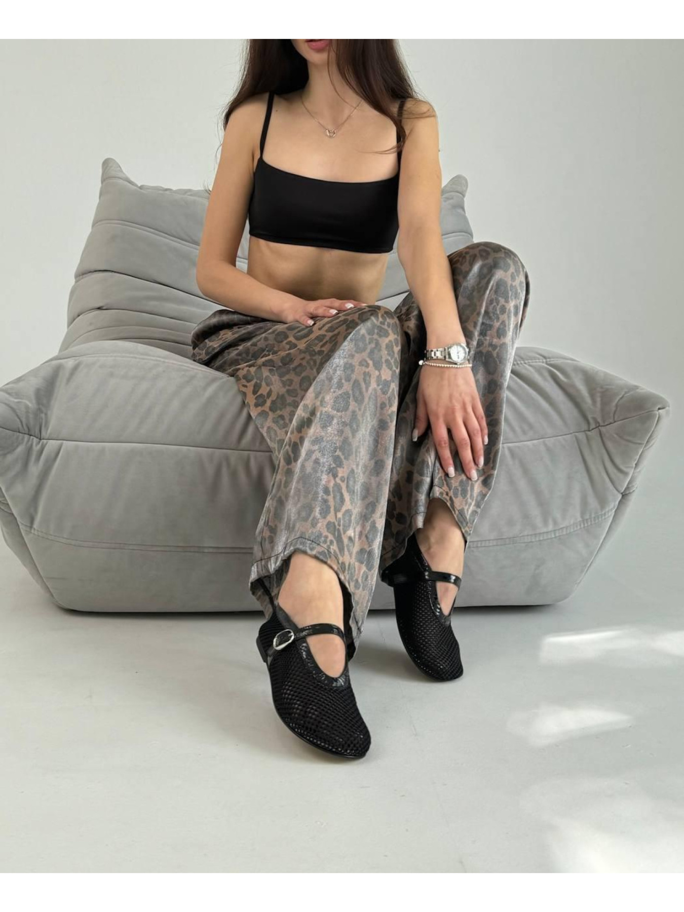 Балетки сетка + наплак с натуральной кожей черный (149/0079) 39 модель P_184159-S39_184395 Фото