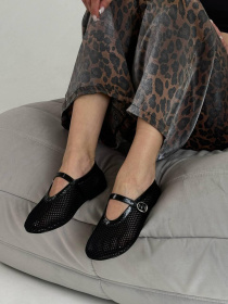 Балетки сетка + наплак с натуральной кожей черный (149/0079) 39 модель P_184159-S39_184395 Фото