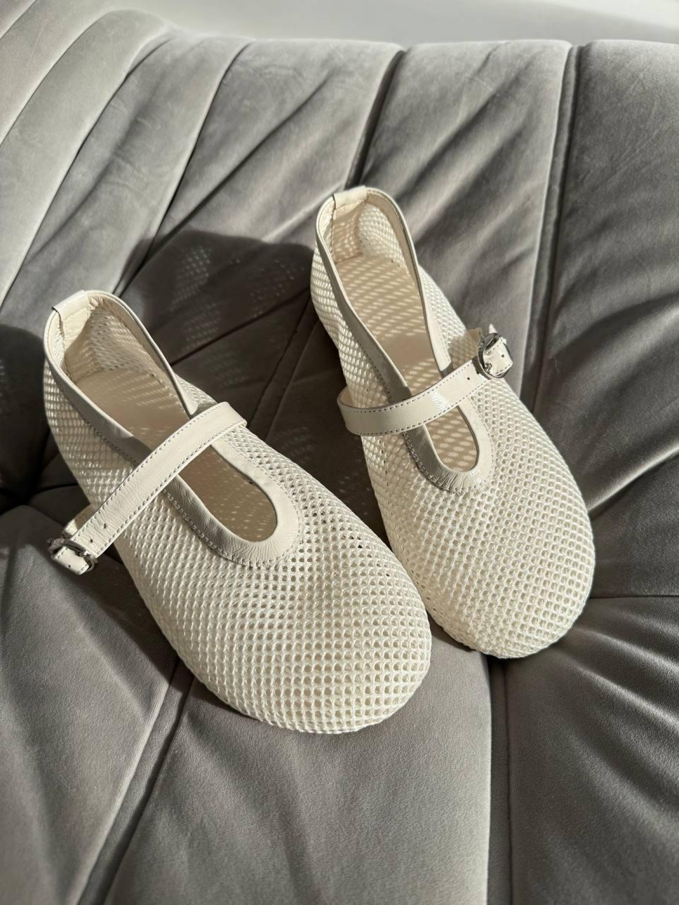 Балетки сетка + наплак с натуральной кожей молочные (149/0079) 36 модель P_186061-S36_186061 Фото