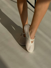 Балетки сетка + наплак с натуральной кожей молочные (149/0079) 36 модель P_186061-S36_186061 Фото