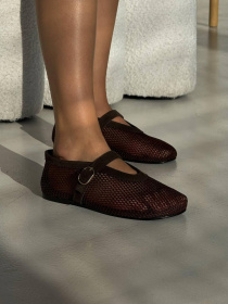 Балетки сетка + замша с натуральной кожей коричнево-шоколадные (149/0079) 39 модель P_217857-S39_217888 Фото