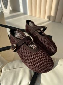 Балетки сетка + замша с натуральной кожей коричнево-шоколадные (149/0079) 39 модель P_217857-S39_217888 Фото