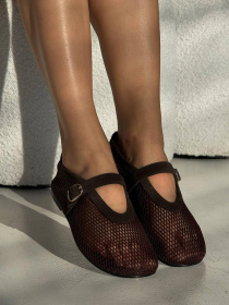 Балетки сетка + замша с натуральной кожей коричнево-шоколадные (149/0079) 39 модель P_217857-S39_217888 Фото
