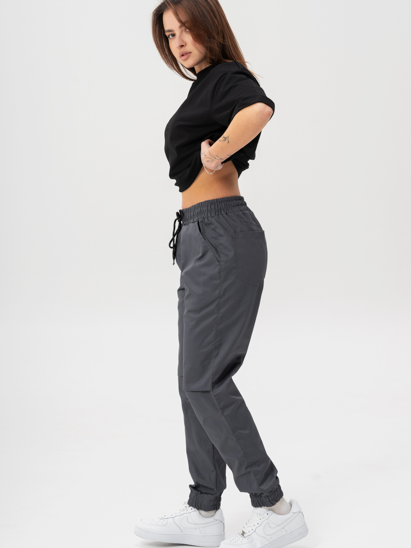 Жіночі Бавовняні Штани Джогери Without 2026 Gray модель 8056206 Фото