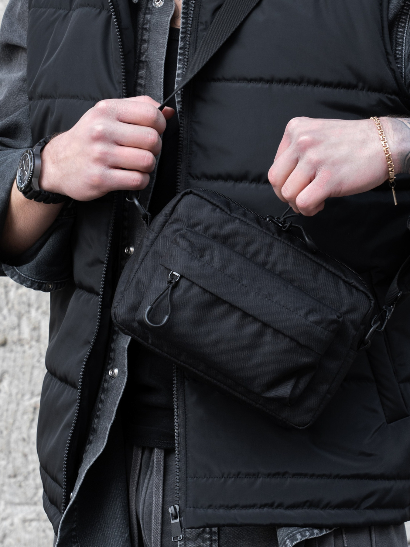 Чоловіча Сумка Месенджер Через Плече Барсетка Крос-Боді Without Taran Black модель 8056176 Фото