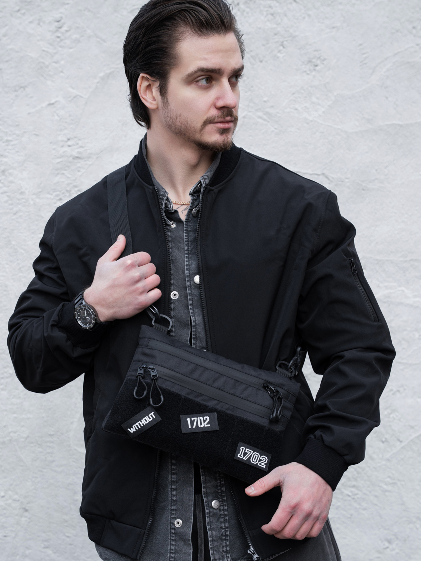 Чоловіча Сумка Через Плече Для Патчів Without Brick Patch Black модель 8056180 Фото