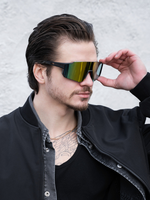 Чоловічі Стильні Сонцезахисні Поляризаційні Окуляри Without Visor Black&Yellow модель 8056185 Фото