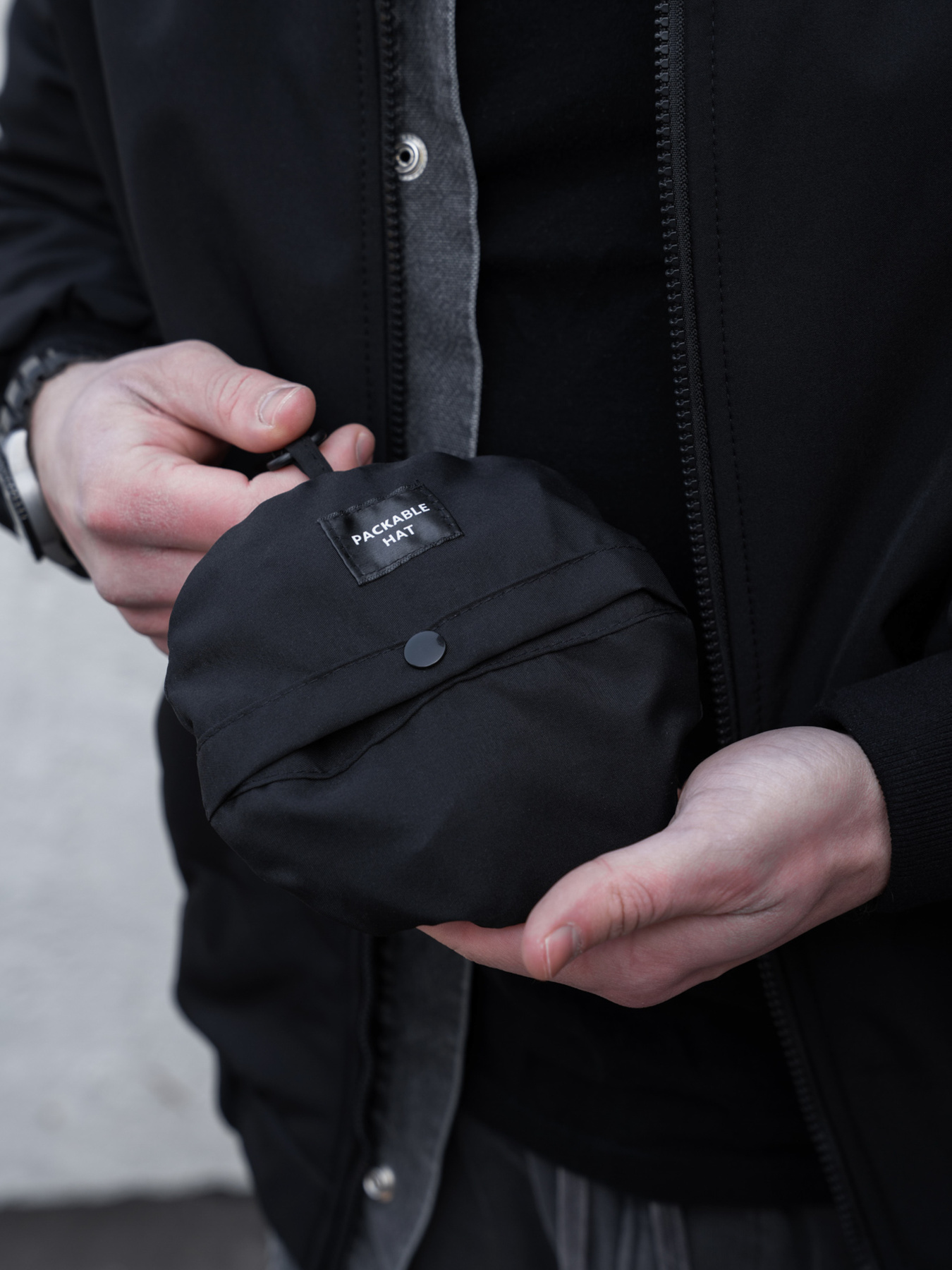 Чоловіча Компактна Панамка Трансформер Packable Hat Black модель 8056195 Фото