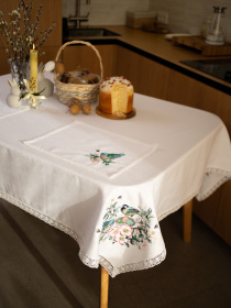 Великодня скатертина з вишивкою Синички Едельвіка модель 93-25/00 Фото
