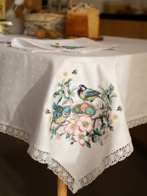 Великодня скатертина з вишивкою Синички Едельвіка модель 93-25/00 Фото
