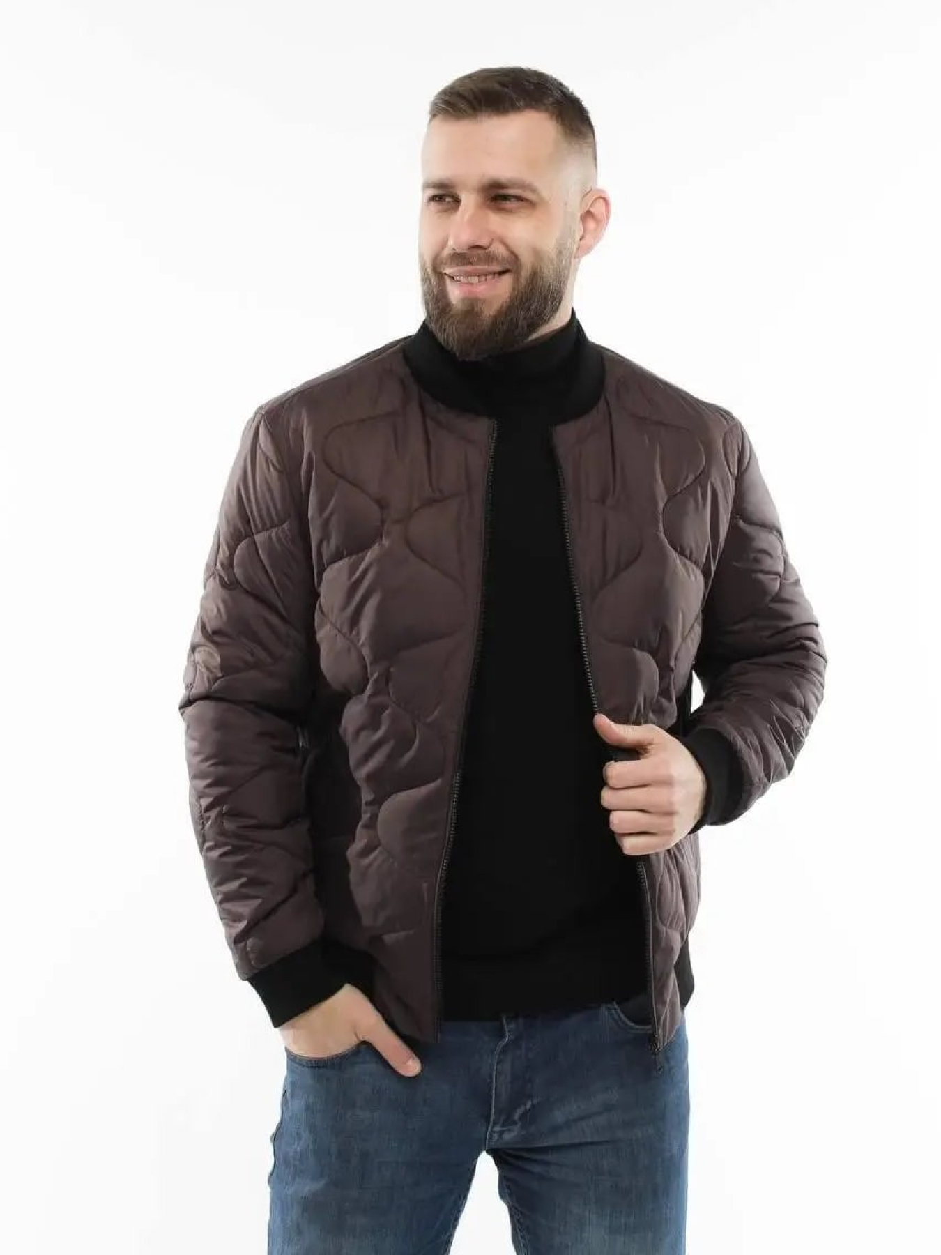 Демисезонная мужская куртка модель 136-DVL-brown Фото