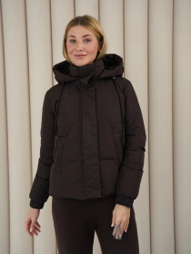 Демисезонная женская куртка с капюшоном модель Teffi-KL-brown Фото