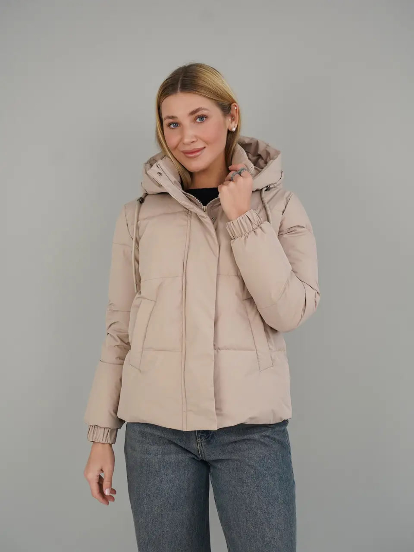 Демисезонная женская куртка с капюшоном модель Teffi-KL-beige Фото