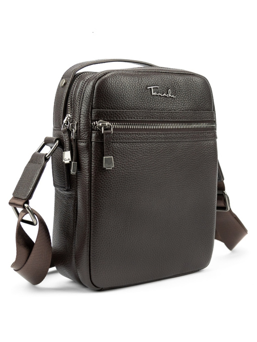Чоловіча сумка з ручкою месенджер через плече з натуральної шкіри повсякденна коричневий модель TV-SM8-9039-C-FL Фото