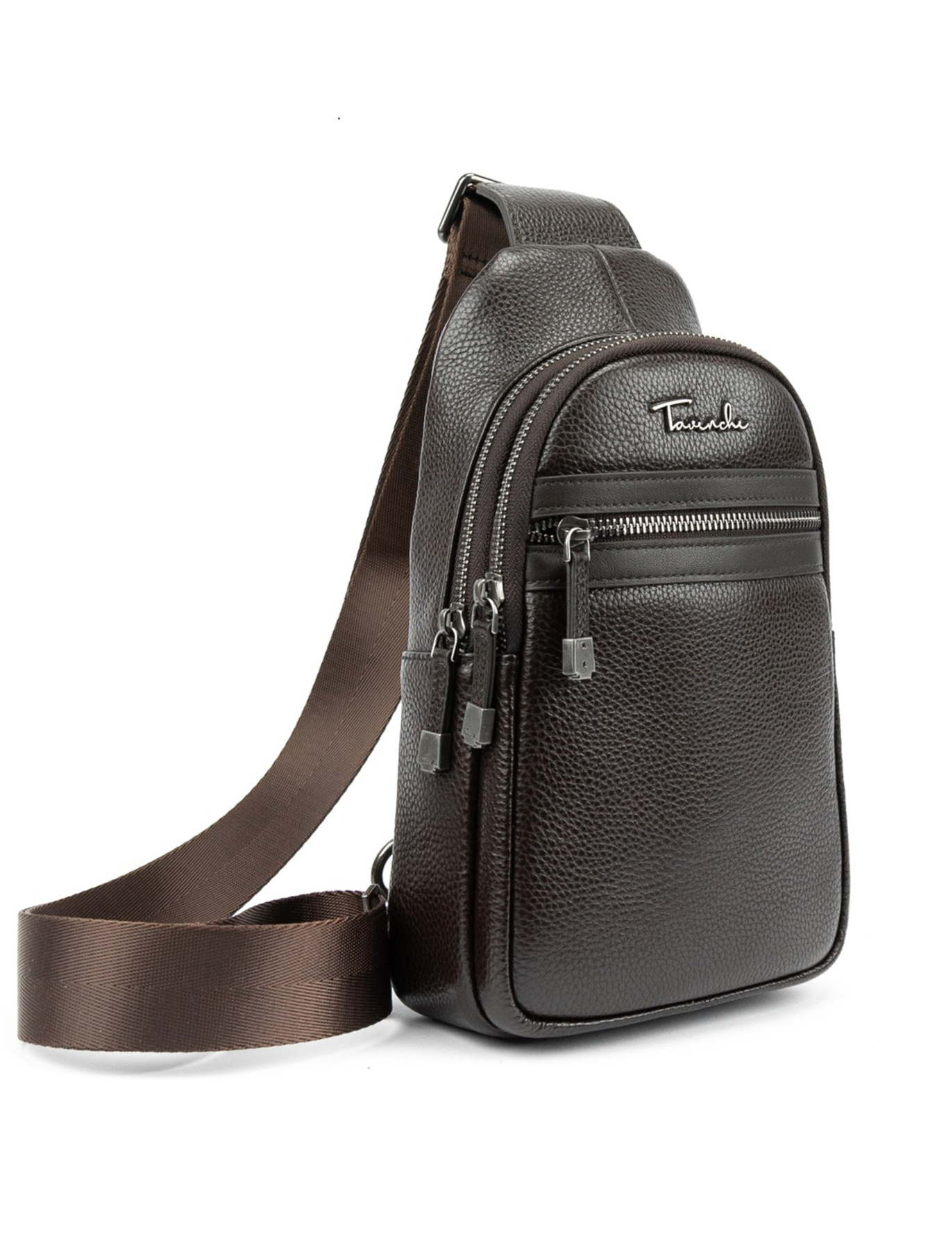 Мужская сумка через плечо слинг из натуральной повседневная коричневый модель TV-SM8-830C-FL Фото