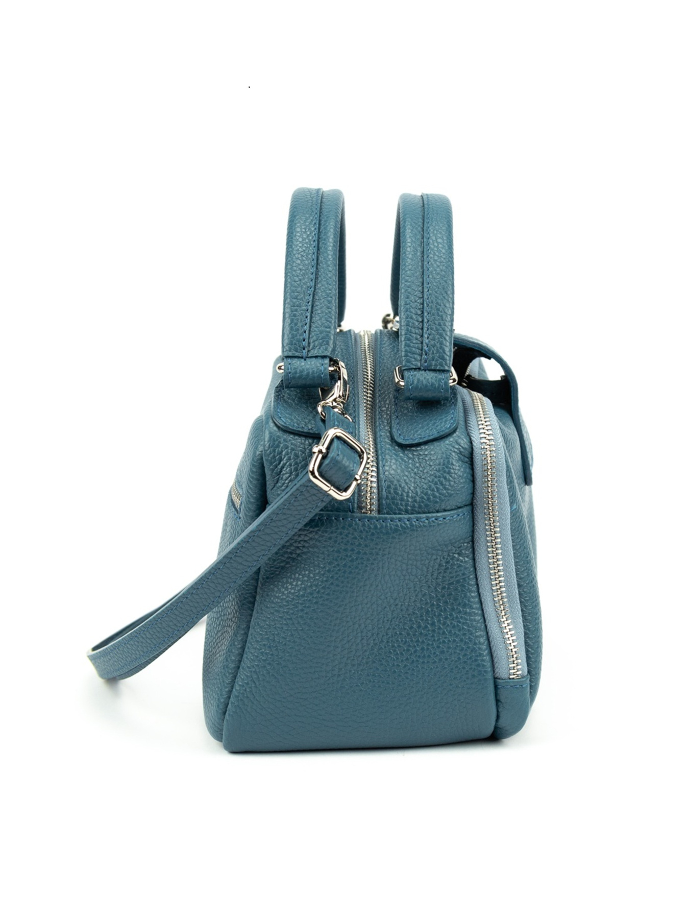 Сумка жіноча на плече кросбоді з натуральної шкіри флотар на два відділи з ручкою повсякденна середня модель F-IT-1045BL Фото