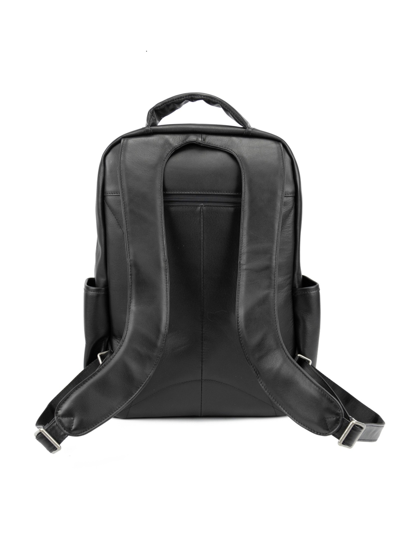 Черный городской рюкзак из натуральной кожи для ноутбука и документов модель 1665A Фото