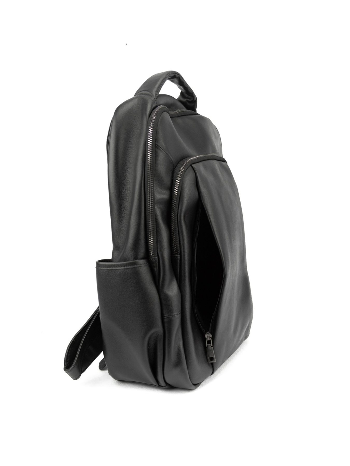 Черный городской рюкзак из натуральной кожи для ноутбука и документов модель 1665A Фото