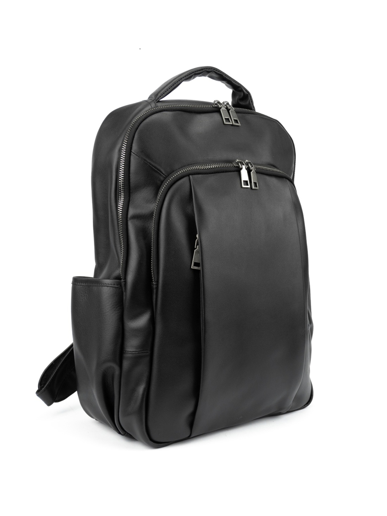 Черный городской рюкзак из натуральной кожи для ноутбука и документов модель 1665A Фото