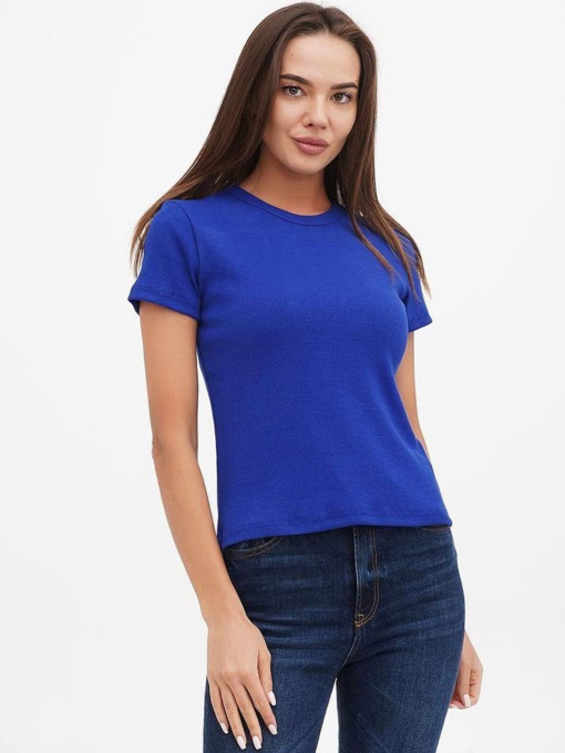 Футболка жіноча базова "рубчик" електрик модель Wm297 Фото