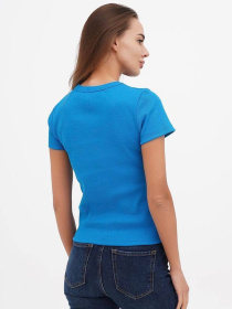 Футболка женская базовая "рубчик" бирюзовый модель Wm298 Фото