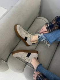 Кеди з натуральної замші та шкіри з чорними вставками Мокко (023/Емоджи6) 37 модель P_179230-S37_179957 Фото