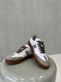 Кеди з натуральної шкіри та замші білі з пісочними вставками Білі (023/Емоджи6) 37 модель P_208329-S37_208329 Фото