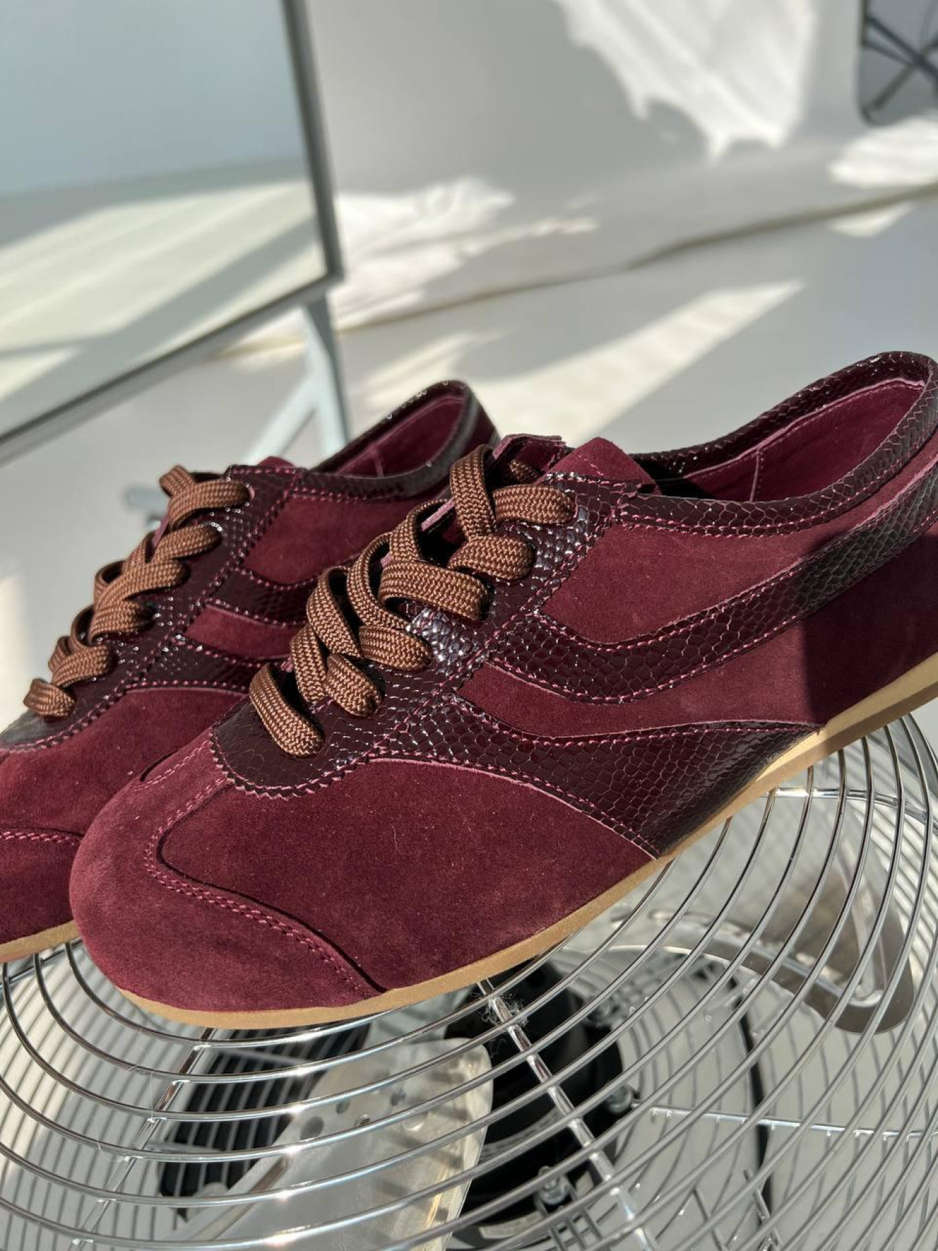 Кеди з натуральної замші та шкіри з рептилійною вставкою Бордо (027/02035) 36 модель P_205700-S36_207131 Фото