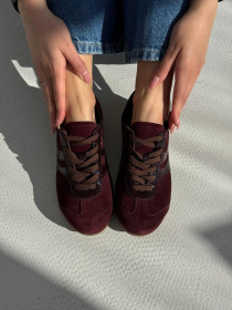 Кеди з натуральної замші та шкіри з рептилійною вставкою Бордо (027/02035) 36 модель P_205700-S36_207131 Фото