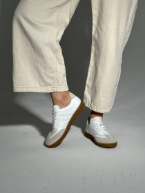 Кеди з натуральної шкіри та замші з пісочними вставками Білі (023/8368) 39 модель P_180137-S39_208442 Фото