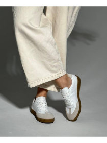 Кеди з натуральної шкіри та замші з пісочними вставками Білі (023/8368) 39 модель P_180137-S39_208442 Фото