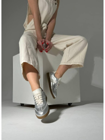 Кеды из натуральной кожи Серебро (023/Эмоджи6) 37 модель P_185422-S37_185422 Фото