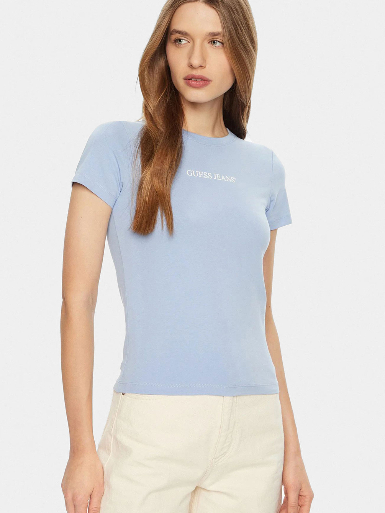 Жіноча блакитна футболка модель W4YI01.J1314;G7CP Фото