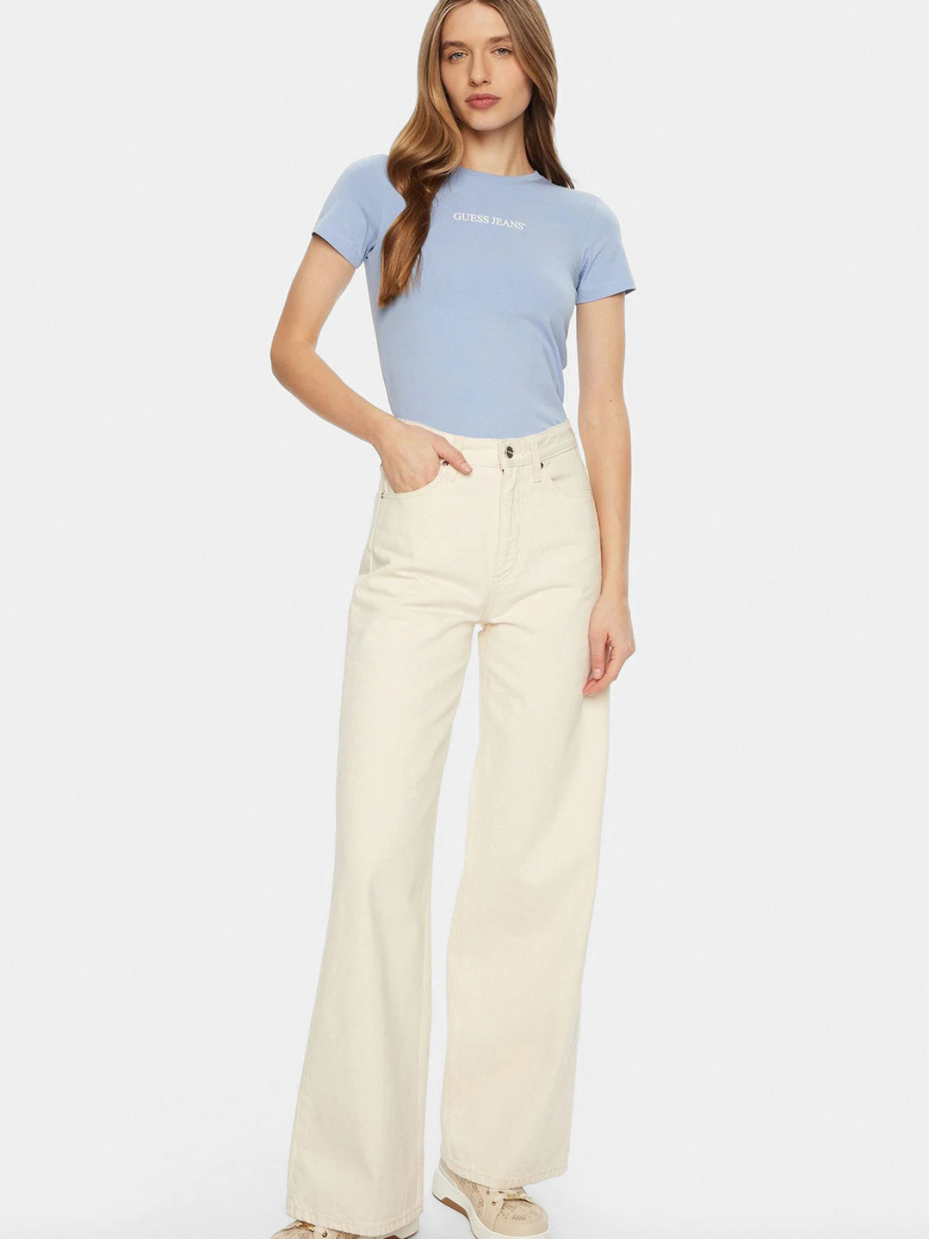 Жіноча блакитна футболка модель W4YI01.J1314;G7CP Фото