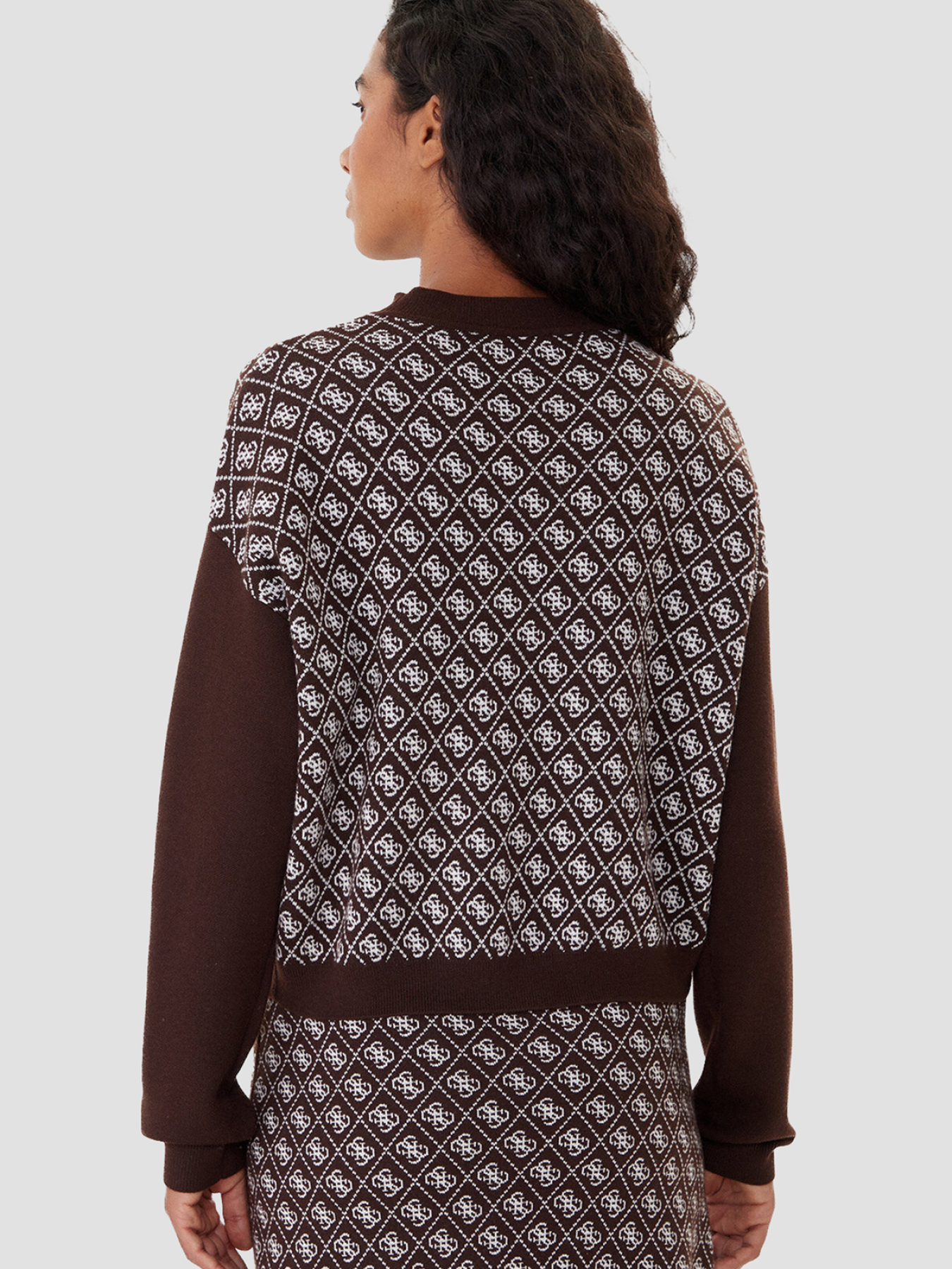 Жіночий темно-коричневий джемпер з візерунком модель W5BR23.Z3JD2;FNHT Фото