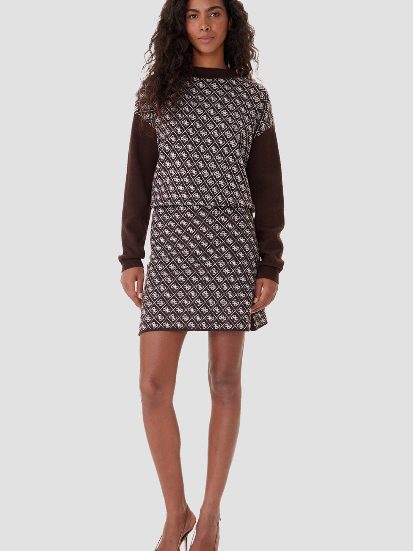 Жіночий темно-коричневий джемпер з візерунком модель W5BR23.Z3JD2;FNHT Фото