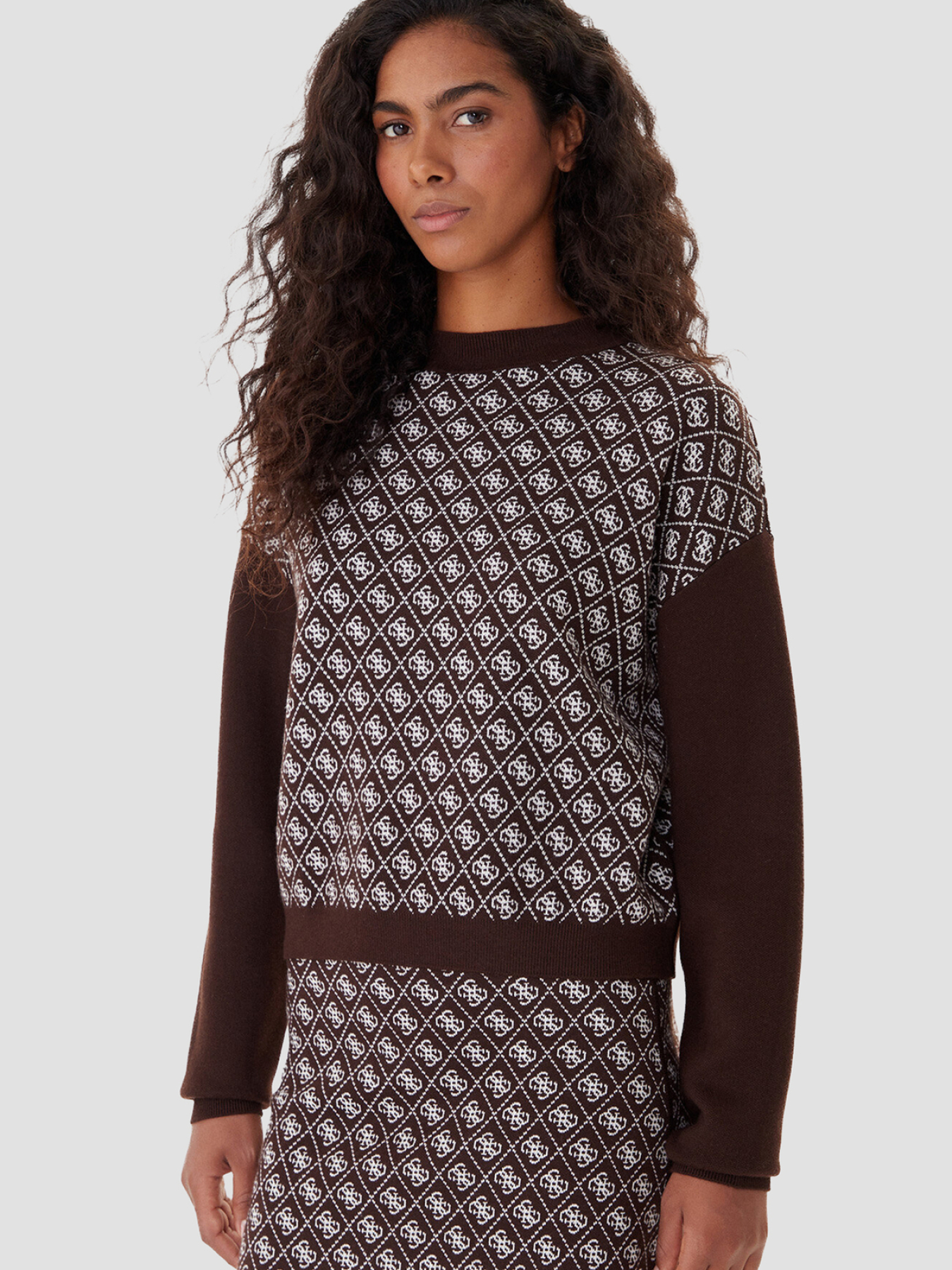 Жіночий темно-коричневий джемпер з візерунком модель W5BR23.Z3JD2;FNHT Фото