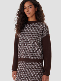 Жіночий темно-коричневий джемпер з візерунком модель W5BR23.Z3JD2;FNHT Фото