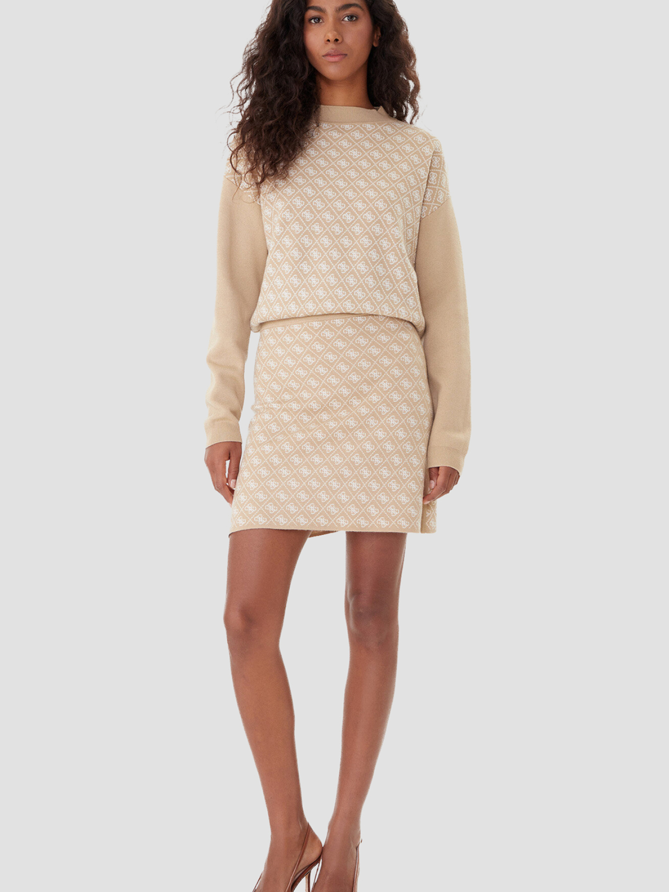 Жіночий бежевий джемпер з візерунком модель W5BR23.Z3JD2;FNI4 Фото