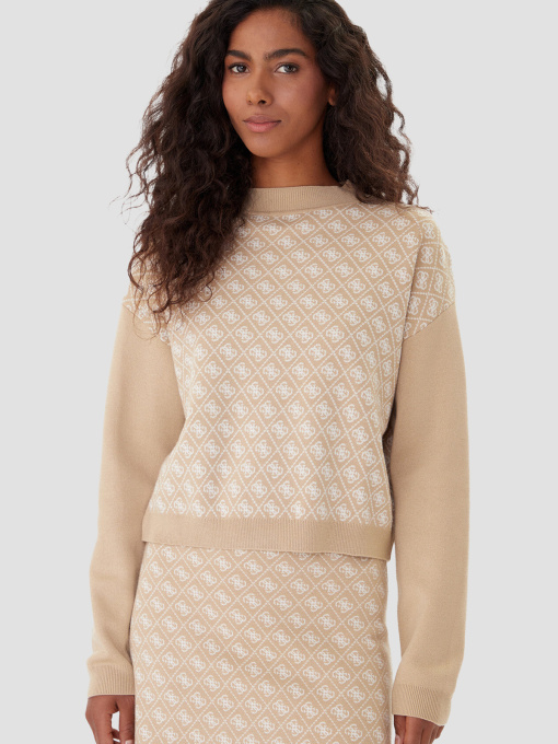 Жіночий бежевий джемпер з візерунком модель W5BR23.Z3JD2;FNI4 Фото
