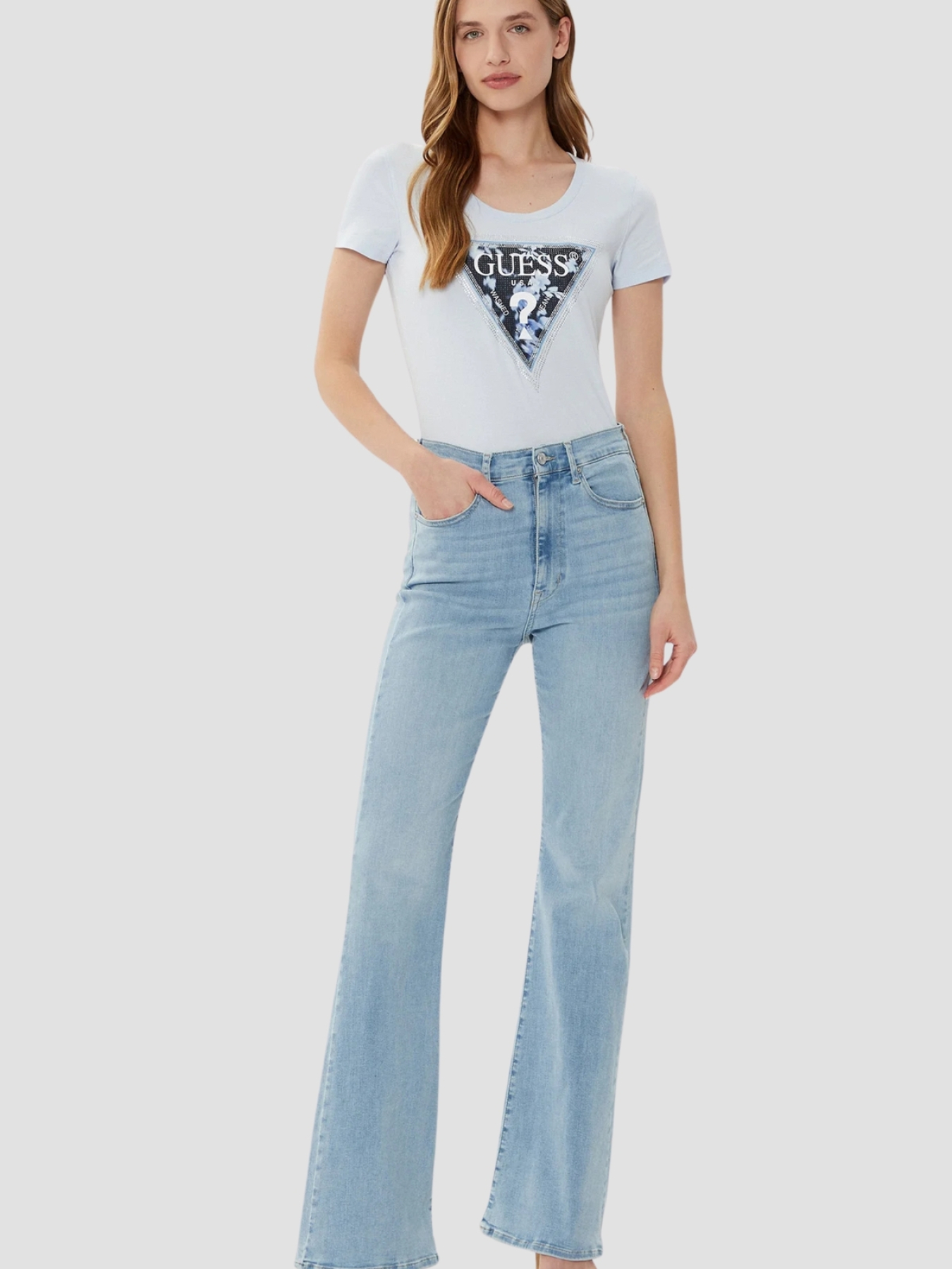 Жіноча блакитна футболка модель W5RI00.J1314;G7S1 Фото