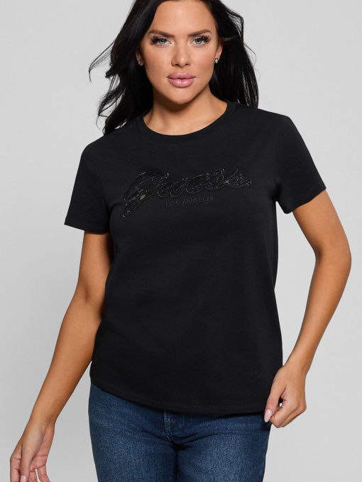 Женская черная футболка модель W5RI08.K9RM1;JBLK Фото