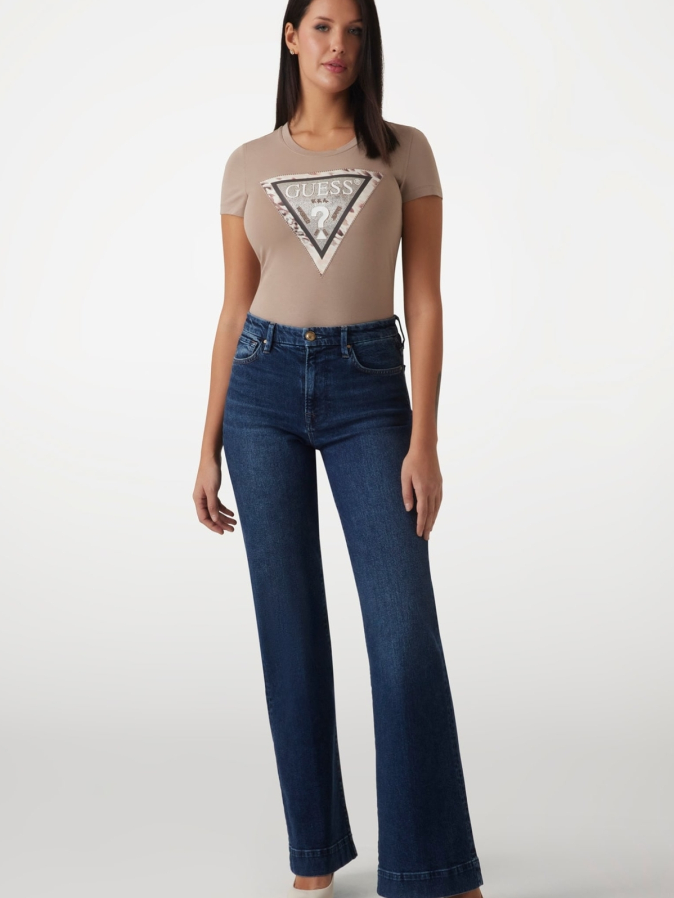 Жіноча бежева футболка модель W5RI22.J1314;A10L Фото