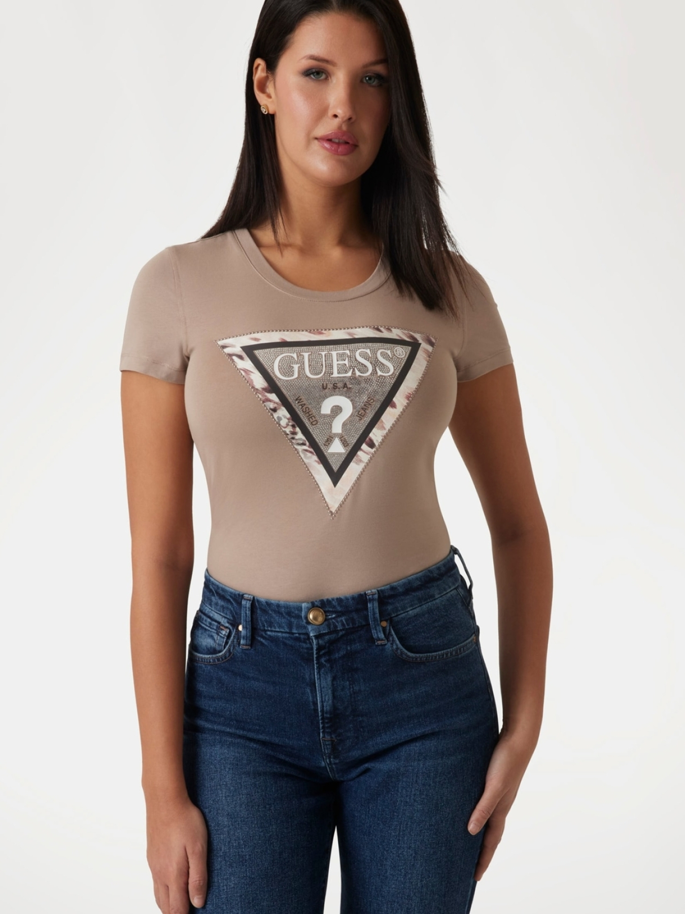 Жіноча бежева футболка модель W5RI22.J1314;A10L Фото