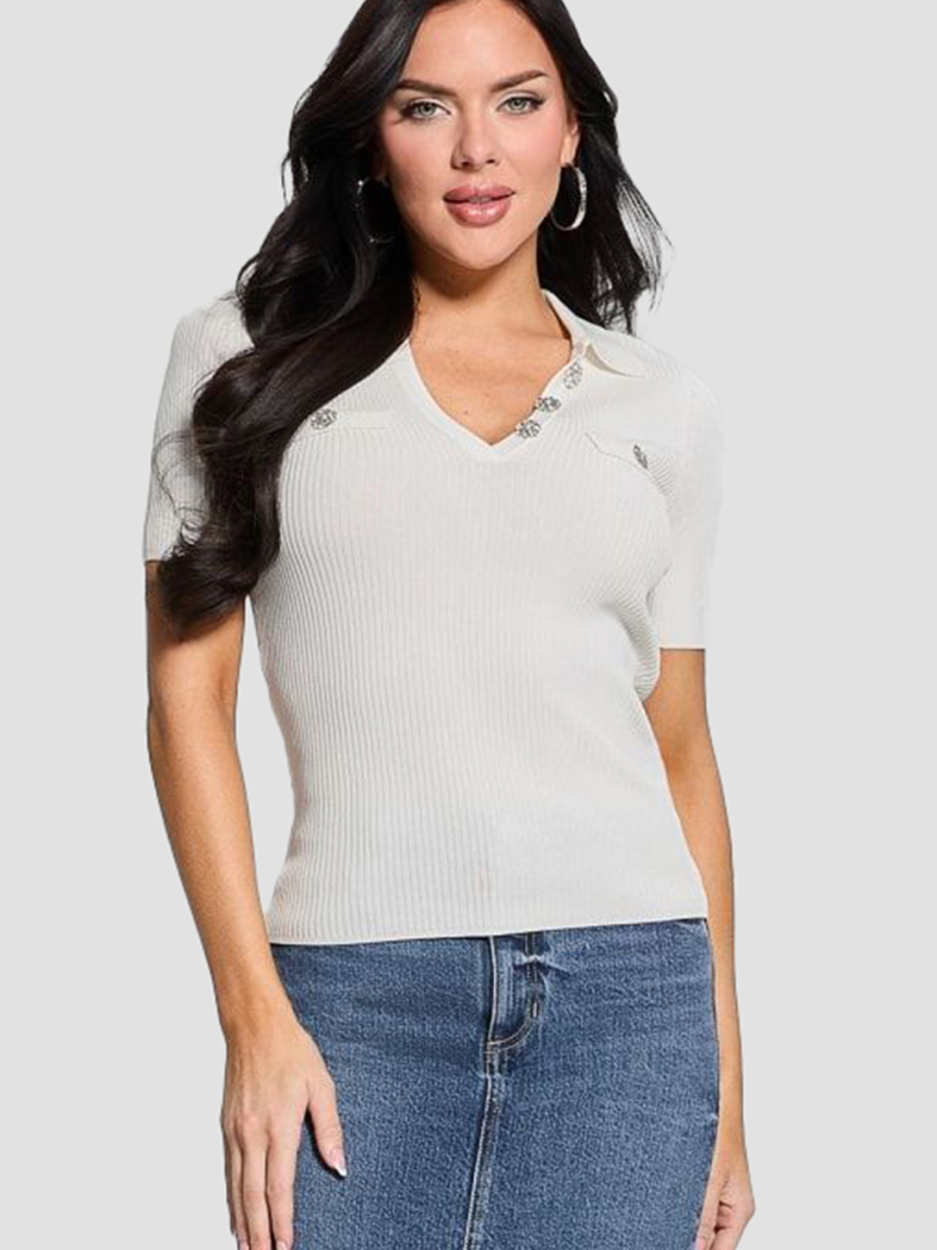 Женское белое поло модель W5RR25.Z2U00;G012 Фото