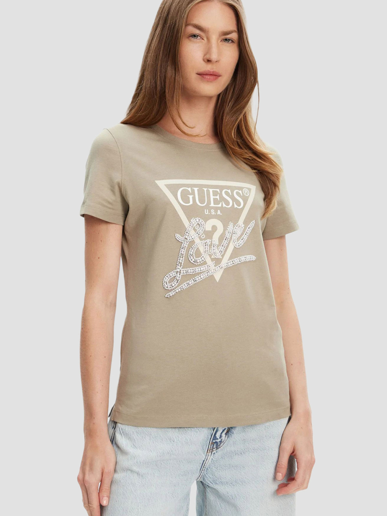 Жіноча бежева футболка модель W5YI40.I3Z14;G8CJ Фото